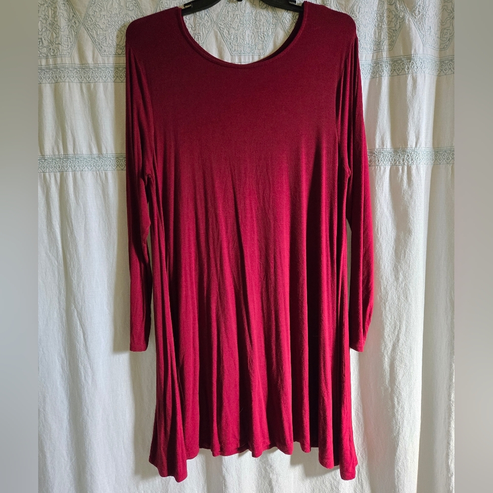 Cranberry red long sleeve T-shirt dress size xxl